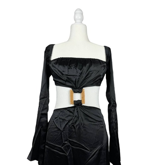 WeWoreWhat Cut Out Midi Dress in Black Satin Size M - Picture 5 of 9